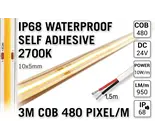 AppLamp 3m IP68 Waterdichte COB 2700K Warm Wit Led Strip | 10W pm | 24V | 480 pixels pm - Zelfklevend