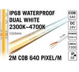 AppLamp ProLine 2m IP68 PRO LINE COB Dual Wit 2300K~4700K CCT Led Strip |  COB 640 Pixels pm 24V - Losse Strip