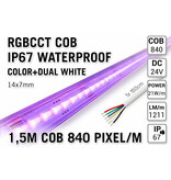 AppLamp COB RGBCCT IP67 Waterproof Led Strip | Kleur+Dual Wit | 1,5m 25W pm  24V | 840 pixels pm - Losse Strip