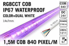 AppLamp 1,5m COB RGBCCT IP67 Waterproof Led Strip | 25W pm  24V | 840 pixels pm - Losse Strip