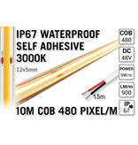 AppLamp 10m IP67 Waterdichte COB 3000K Warm Wit Led Strip | 480 Pixels pm 48V CRI90 - Losse Strip