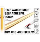 AppLamp 30m IP67 Waterdichte COB 3000K Warm Wit Led Strip | 480 Pixels pm 48V CRI90 - Losse Strip