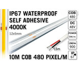 AppLamp 10m IP67 Waterdichte COB 4000K Neutraal Wit Led Strip | 10W pm  48V | 480 pixels pm - Zelfklevend