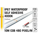 AppLamp 10m IP67 Waterdichte COB 4000K Neutraal Wit Led Strip | 480 Pixels pm 48V CRI90 - Losse Strip