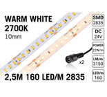 Applamp Warm Wit Led Strip | 2,5m 160 Leds pm Type 2835 24V IP20 Losse Strip