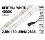 Applamp Neutraal Wit Led Strip | 2,5m 160 Leds pm Type 2835 24V IP20 Losse Strip
