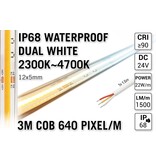 AppLamp ProLine 3m IP68 PRO LINE COB Dual Wit 2300K~4700K CCT Led Strip |  COB 640 Pixels pm 24V - Losse Strip