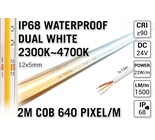 AppLamp ProLine 2m IP68 PRO LINE COB Dual Wit 2300K~4700K CCT Led Strip |  COB 640 Pixels pm 24V - Losse Strip