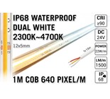 AppLamp ProLine 1m IP68 PRO LINE COB Dual Wit 2300K~4700K CCT Led Strip |  COB 640 Pixels pm 24V - Losse Strip