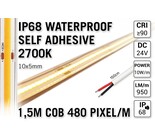AppLamp 1.5m IP68 Waterdichte COB 2700K Warm Wit Led Strip | 10 W pm | 24V | 480 pixels pm - Zelfklevend