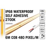 AppLamp 6m IP68 Waterdichte COB 2700K Warm Wit Led Strip | 10W pm  | 24V | 480 pixels pm - Zelfklevend