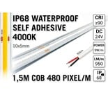 AppLamp 1.5m IP68 Waterdichte COB 4000K Neutraal Wit Led Strip | 9W pm  24V | 480 pixels pm - Zelfklevend