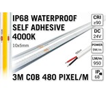 AppLamp 3m IP68 Waterdichte COB4000K Neutraal Wit Led Strip | 9W pm  24V | 480 pixels pm - Zelfklevend