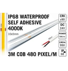 AppLamp 3m IP68 Waterdichte COB 4000K Neutraal Wit Led Strip | 9W pm  24V | 480 pixels pm - Zelfklevend