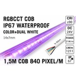 AppLamp COB RGBCCT IP67 Waterproof Led Strip | Kleur+Dual Wit | 1,5m 21W pm  24V | 840 pixels pm - Losse Strip