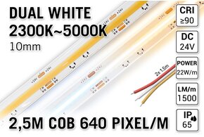 AppLamp ProLine PRO LINE COB Dual Wit 2300K~4700K CCT Led Strip | 2,5m | 24V