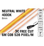 AppLamp Vrij Knipbare Pro Line COB 4000K Neutraal Wit Led Strip | 6m | 13W pm | 24V | 528 pixels pm - Losse Strip