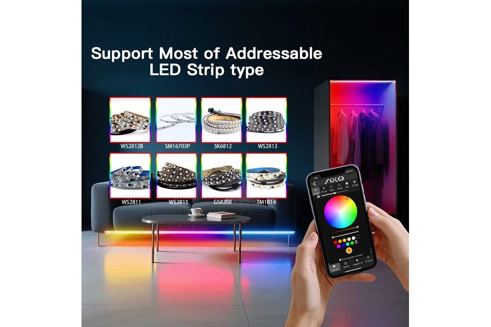 GLEDOPTO Gledopto Elite 4D-EXMU (GL-C-618WL) Geavanceerde WLED Controller | 4 Digitale Outputs | Ethernet, WiFi & Microfoon voor Adresseerbare LED-strips