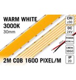 AppLamp Extra Heldere Pro Line Super Wide Warm Wit COB LED Strip 3000K | 2m | Zéér Hoge Lichtopbrengst 3860 lm/m | 40W pm | 1600 COB LEDs pm | 30mm | 24V | IP20 - Losse Strip