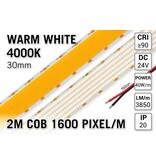 AppLamp Extra Heldere Pro Line Super Wide Neutraal Wit COB LED Strip 4000K | 2m | Zéér Hoge Lichtopbrengst 3850 lm/m | 40W pm | 1600 COB LEDs pm | 30mm | 24V | IP20 - Losse Strip