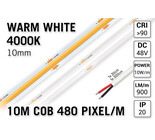 AppLamp 48V Neutraal Wit COB LED Strip 4000K | 10m | Lange Run | 860 lm/m | CRI 94 - Losse Strip