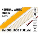 AppLamp Extra Heldere Pro Line Super Wide Neutraal Wit COB LED Strip 4000K | 2m | Zéér Hoge Lichtopbrengst 3850 lm/m | 40W pm | 1600 COB LEDs pm | 30mm | 24V | IP20 - Losse Strip