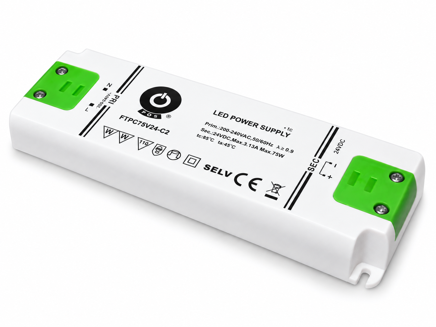 POS-POWER POS-POWER FTPC75V24-C2 Compacte POS Voeding DC 24 Volt 75W 3.13A - IP20