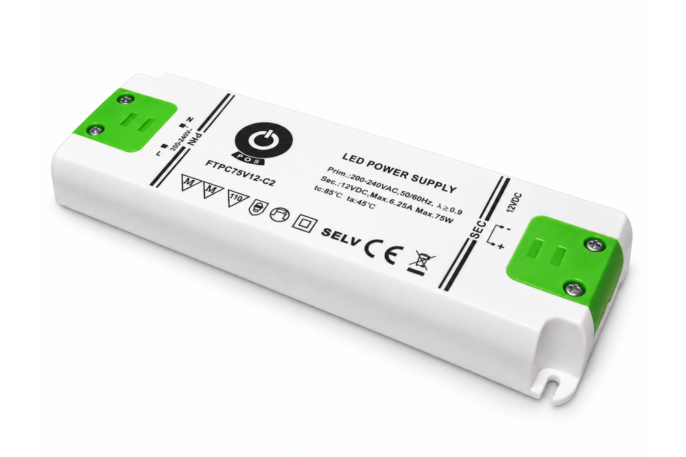POS-POWER POS-POWER FTPC75V12-C2 Compacte POS Voeding DC 12 Volt 75W 6.25A - IP20