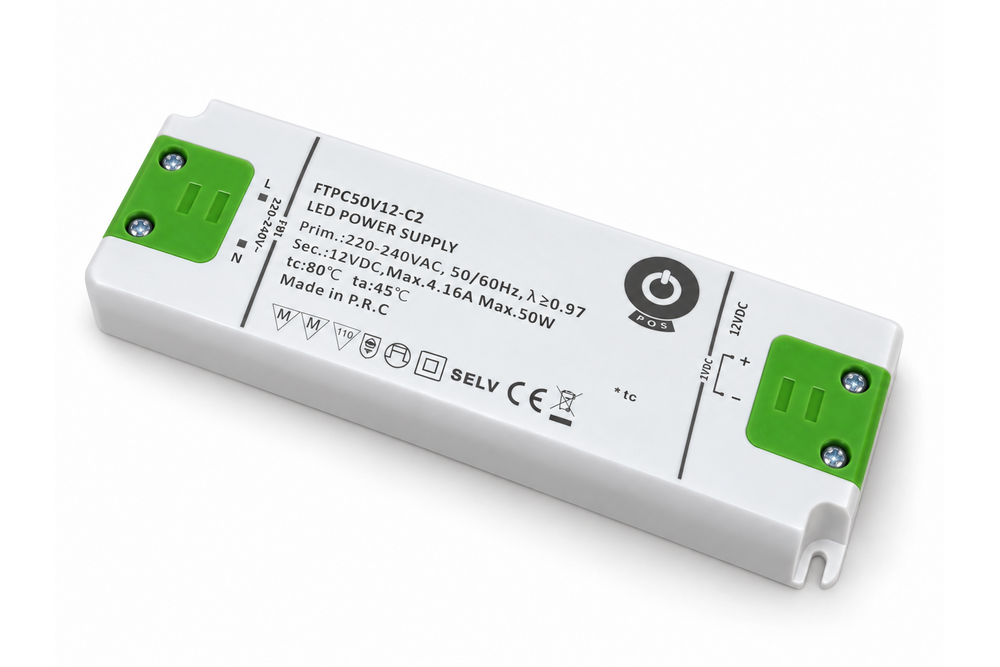 POS-POWER POS-POWER FTPC50V12-C2 Compacte POS Voeding DC 12 Volt 50W 4.16A - IP20