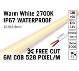 AppLamp Free Cut COB 2700K Warm Wit Led Strip | 6m | IP67 | 13W pm | 24V | 528 pixels pm - Losse Strip