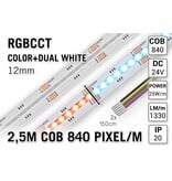 AppLamp COB RGBCCT Led Strip | Kleur+Dual Wit | 2,5m 25W pm  24V | 840 pixels pm - Losse Strip