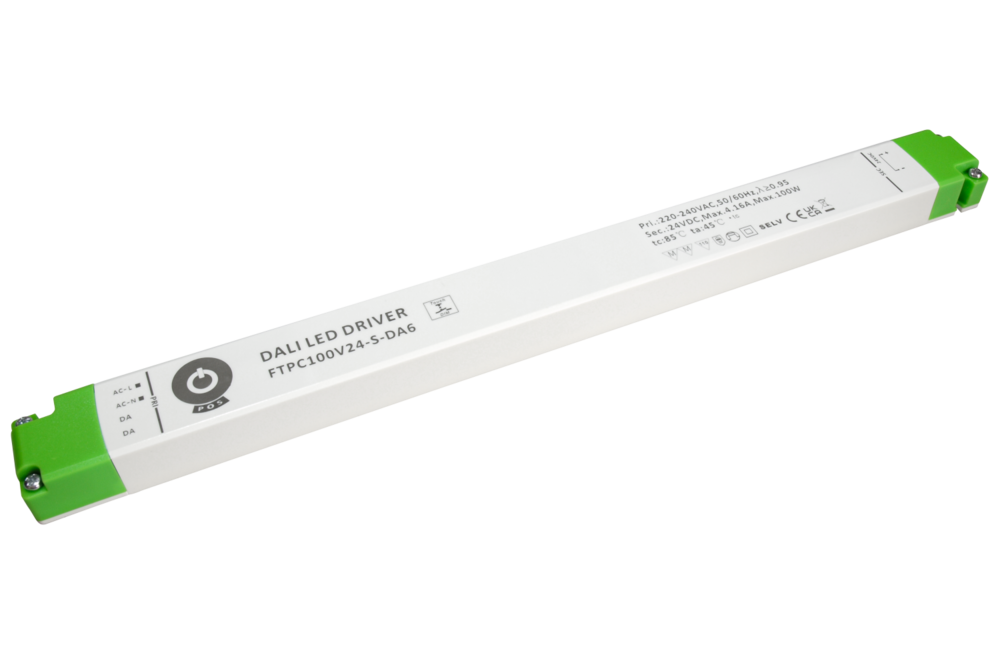 POS-POWER DALI-2 (DT6)  Ultra Dunne Constant Voltage Voeding DC 12 Volt 100 Watt 8.33 Ampère met PFC control