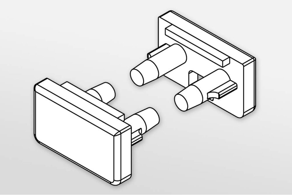 Eindkapjes voor  profiel type CONTOUR. Set van twee, met of zonder kabelgat