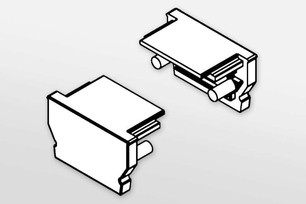 Eindkapjes voor LED profiel OMNI12, Set van twee, met of zonder kabelgat
