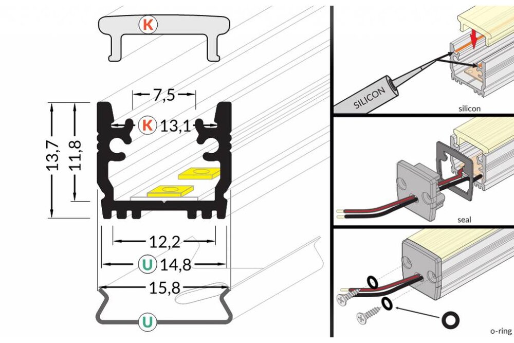 STEPON 12mm Vloer / Floor LedProfiel 1m-2m
