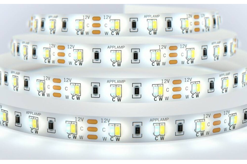 Dual Wit 2300K~5000K CCT Led Strip | 5m of 2.5m  120 Leds pm Type 2835 12V - Losse Strip