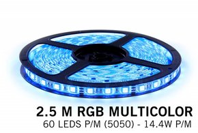 RGB LED strip 2,5 meter, 60 leds p.m. type 5050 12V