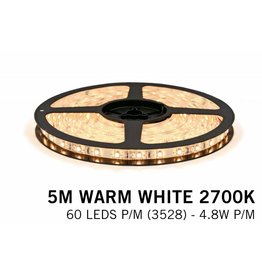 Warm Wit LED strip (2700K) 60 LED's p.m. type 2835- 5M - 12V - 4,8W p.m.