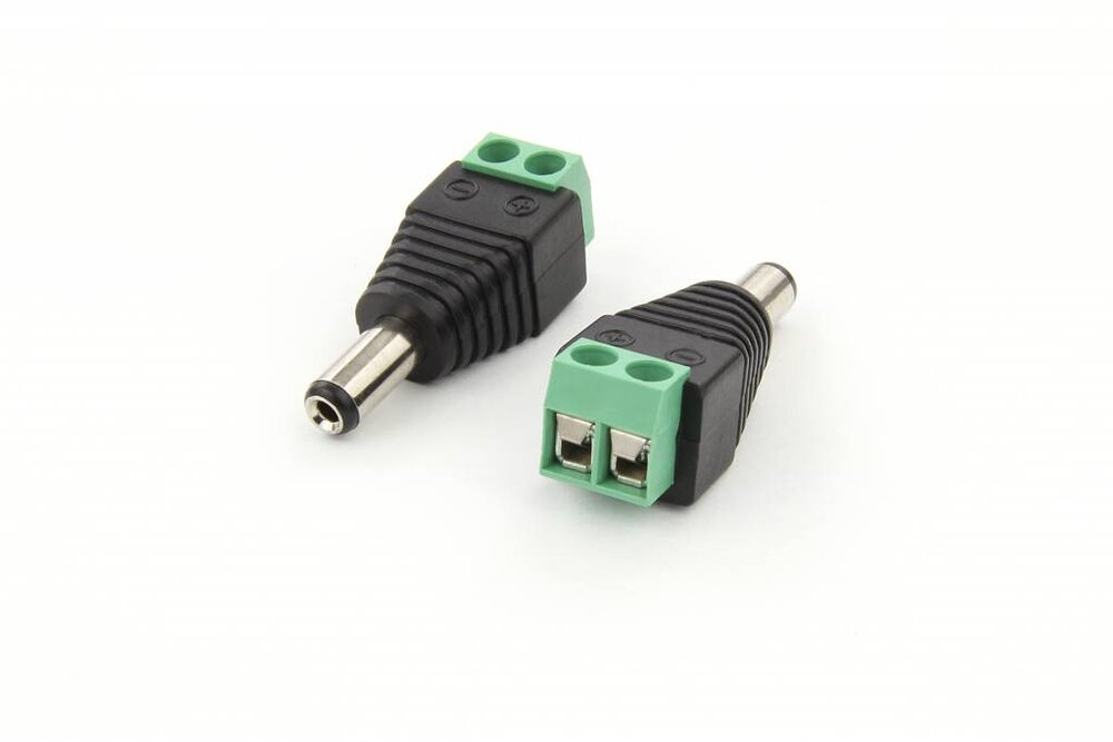 DC 5,5 mm jack male naar schroefklem adapter
