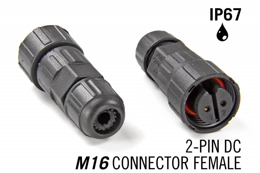 M16 tweepolige IP67 Waterdichte Kabel Connector Female