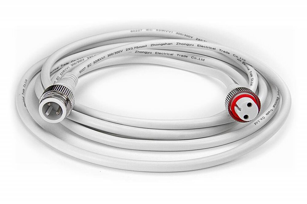 Witte LED strip waterdichte verlengkabel 2-4 meter, DC jack, IP68
