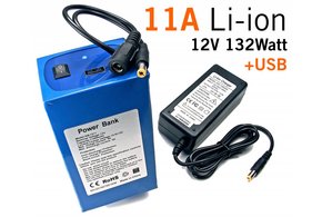 11 Ampere 12V Li-Ion Batterij pack - Power Bank 11A 12V 132W & USB Out