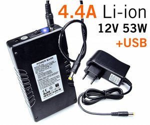 haag Gematigd Evacuatie 4,4 Ampère 12V Li-Ion Batterij pack - LED Accu Power Bank 4.4A 12V 53W +  USB Out