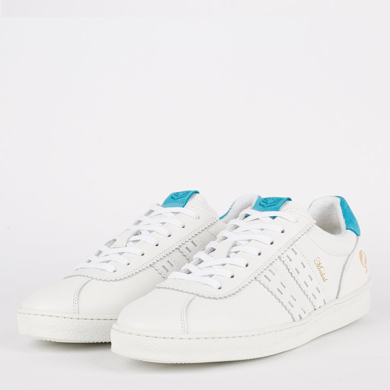 Q1905 Heren Sneaker Medal - Wit/Aqua Blauw