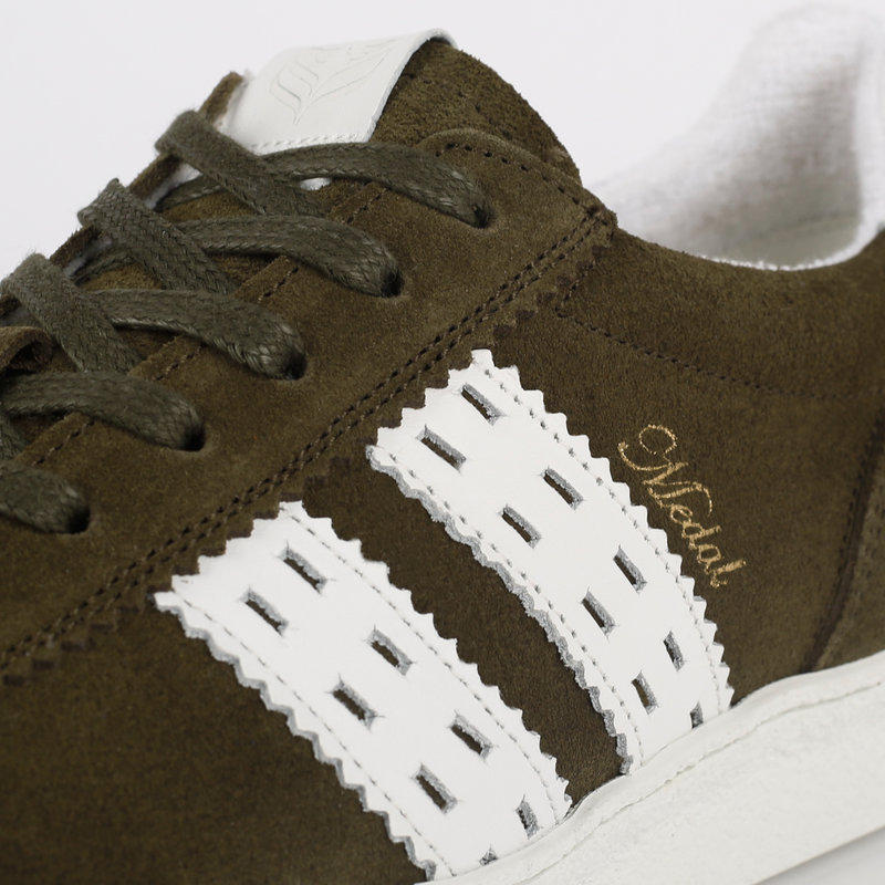 Q1905 Heren Sneaker Medal - Legergroen/Wit