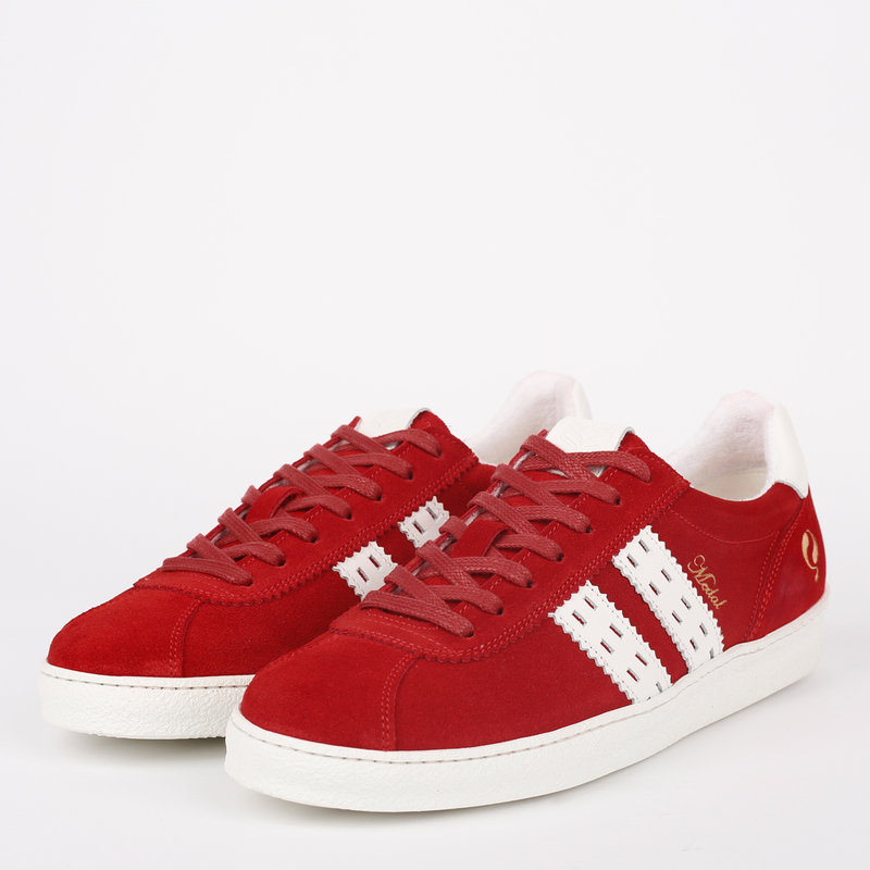 Q1905 Heren Sneaker Medal - Rood/Wit