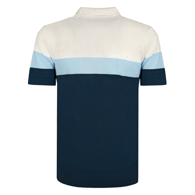 Q1905 Heren Polo Zoutelande - Marine Blauw/Witgrijs/Lichtblauw