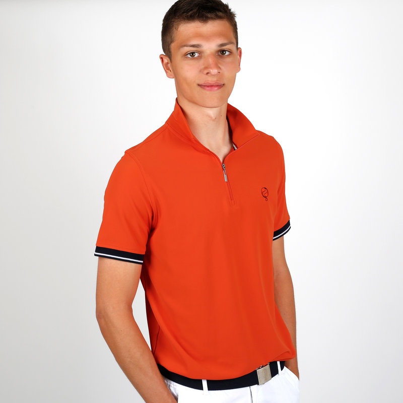 Q1905 Heren Polo Stroke - Oranje Rood