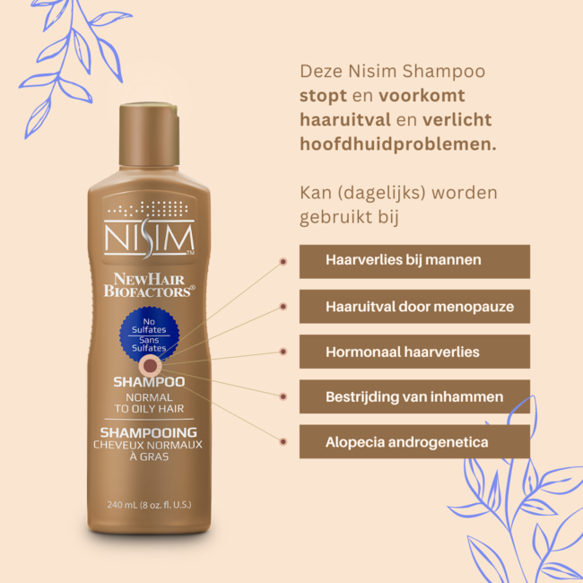 Nisim Shampoo geschikt voor normaal tot vet voor dunner wordend haar | Sulfaat- en parabeenvrij
