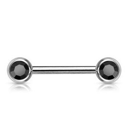 1,6 mm Nippelpiercing Stab mit schwarzen Stein